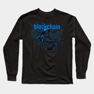 Blockchain Blue text Long Sleeve T-Shirt